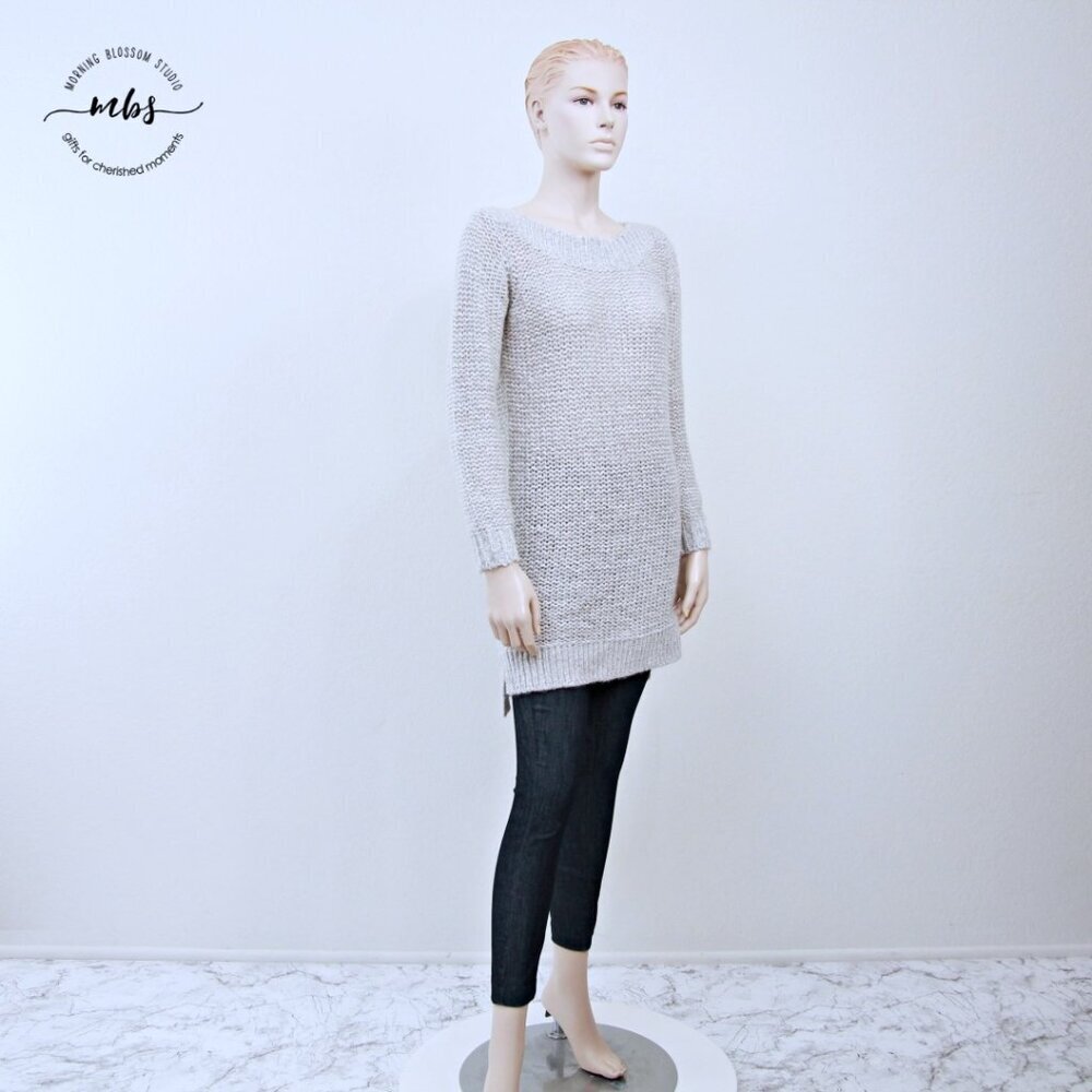 Something Else by‎ Natalie Wood Mohair Blend Boat Neck Knit Sweater Gray Women 4